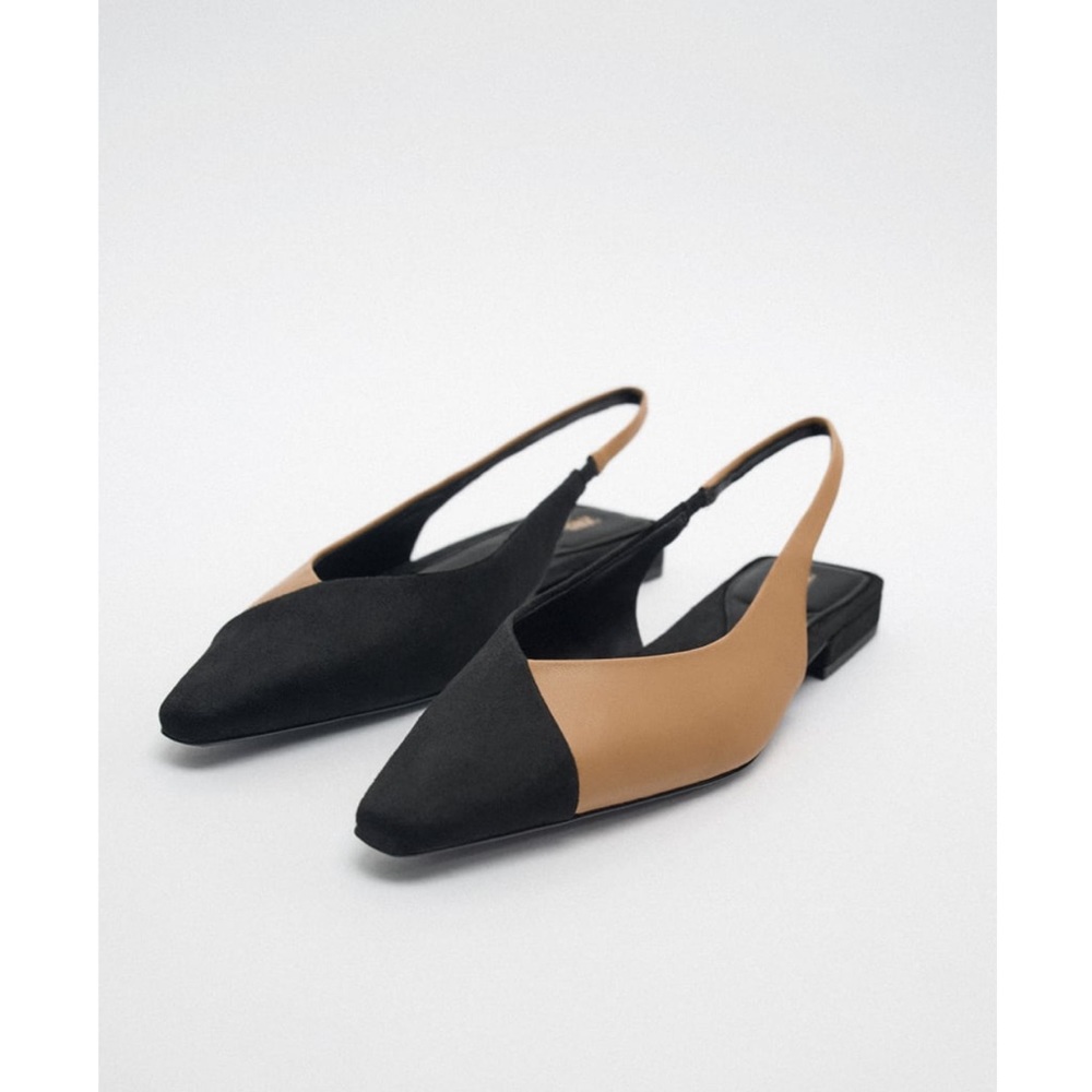 ZARA CONTRASTING SLINGBACK SHOES TWO TONE